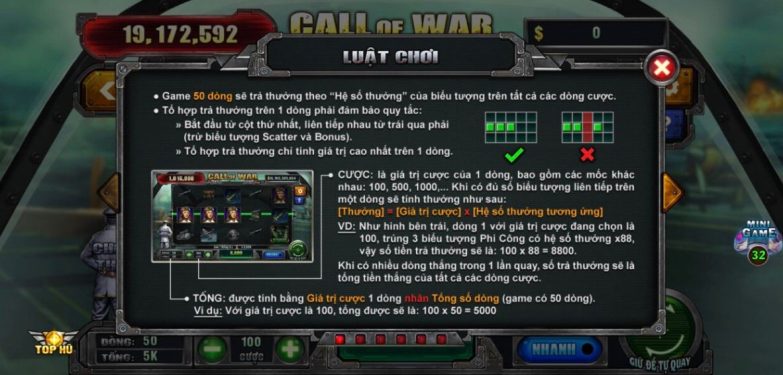 Cách chơi slot game Call of War SanClub